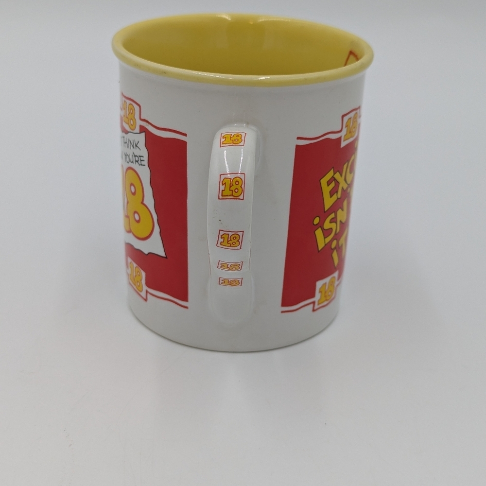 Vintage 90s 18th Birthday Celebration Mouse Coffee Tea Mug Beige Yellow Ceramic - Picture 6 of 11